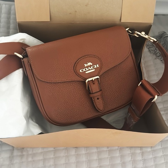 COACH Amelia Large Saddle Bag Soft Pebbled Leather Redwood Size 9 1/4”x7”x3 1/4” - Picture 5 of 7